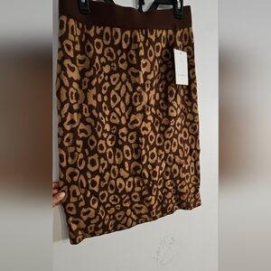 CALLIGRAPHIE Tan and Brown Animal Print Pencil Skirt